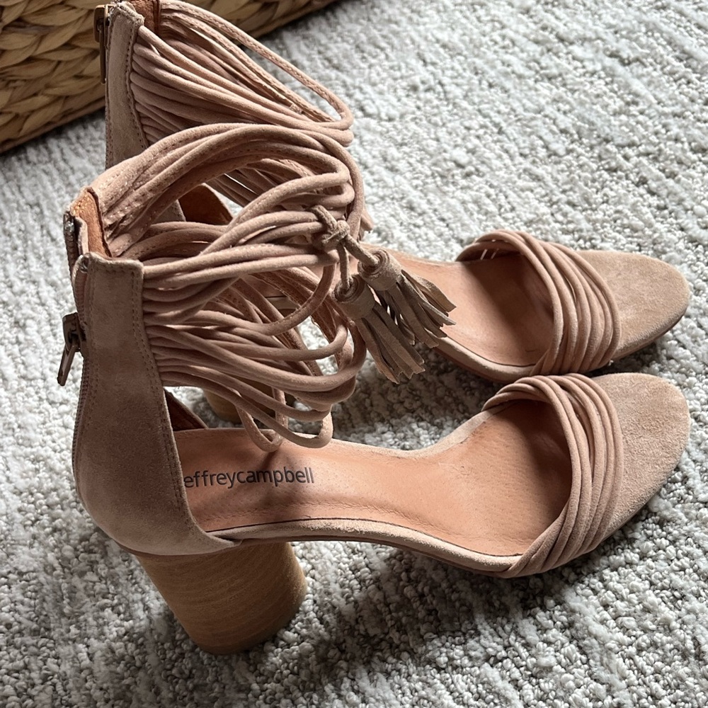 Jeffrey Campbell tan suede heels